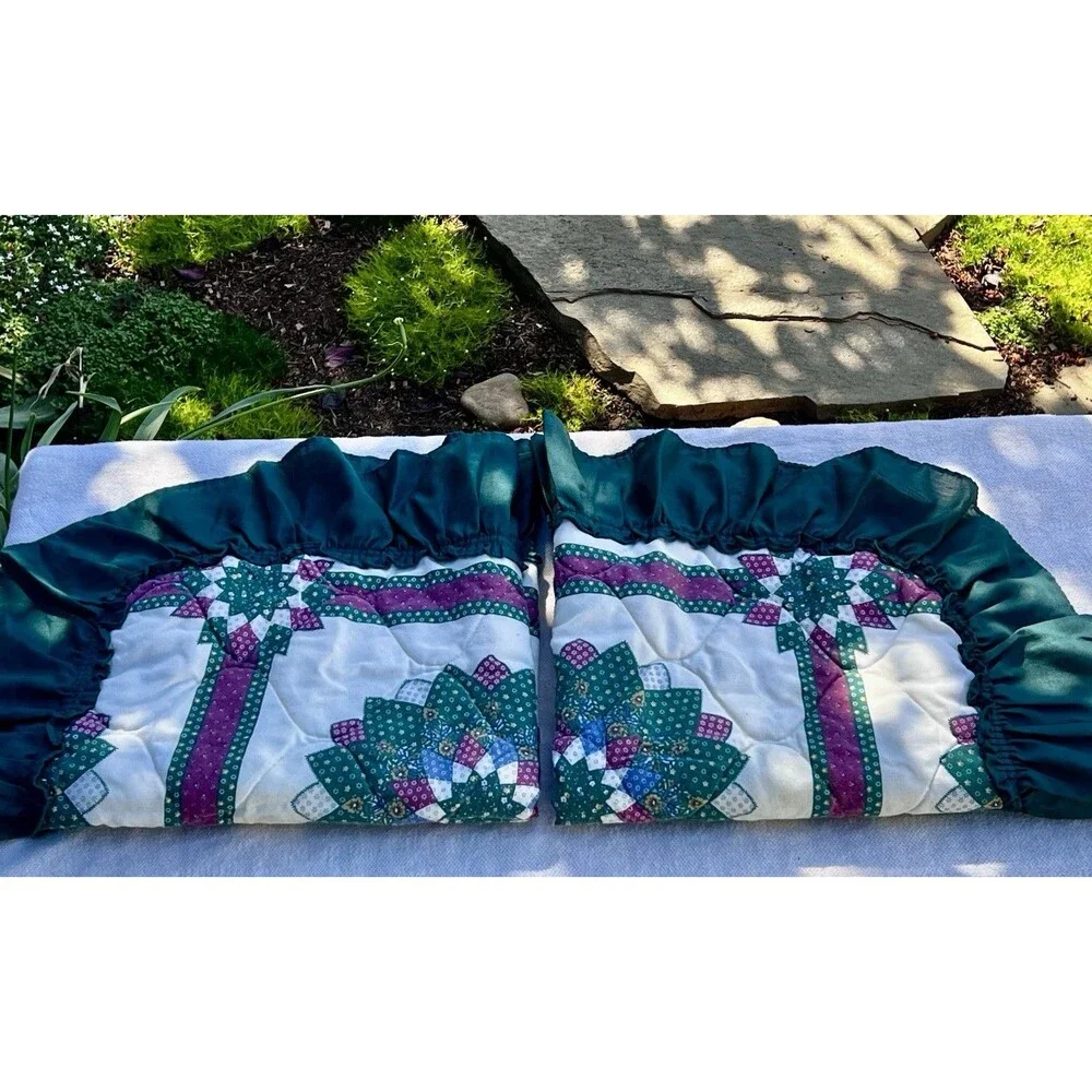 Vintage Perfect Fit Pillow Shams Set 2 Quilt Star Patchwork Cottage Farmhouse